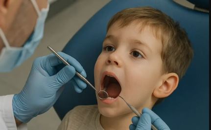 A child undergoing a one-day dental procedure.