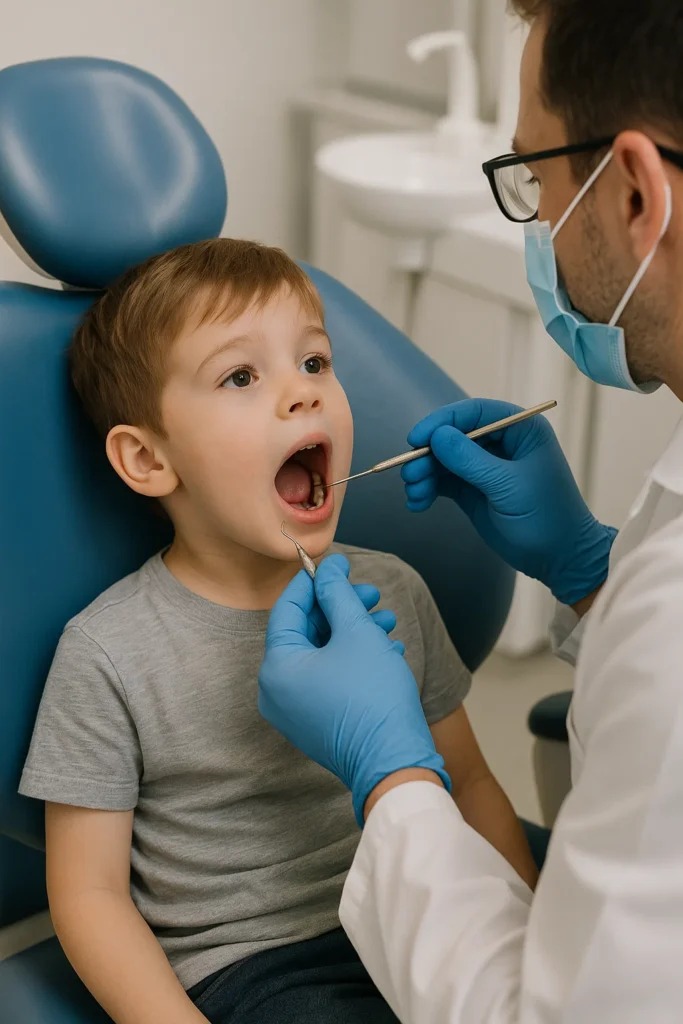 A child undergoing a cosmetic dental procedure.