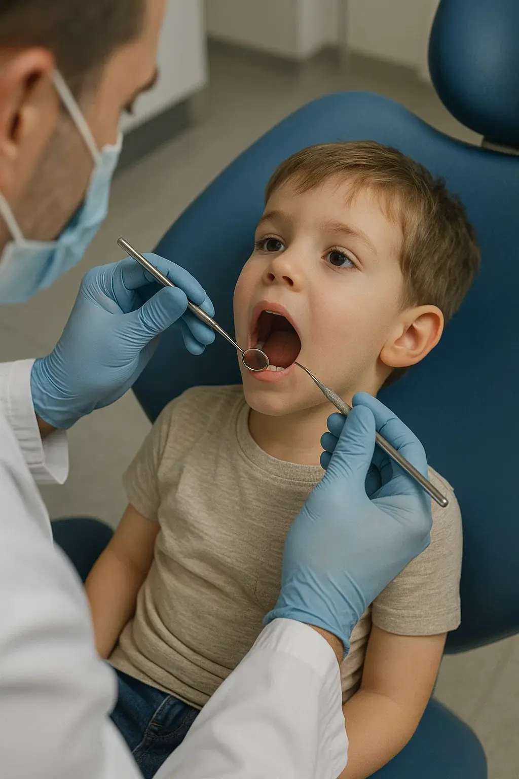 A child undergoing a one-day dental procedure.